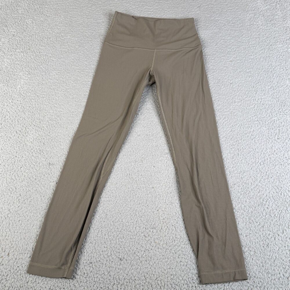LULULEMON Pants Womens 4 Green High Rise Ribbed Leggings Yoga Athletic LW5FJTS